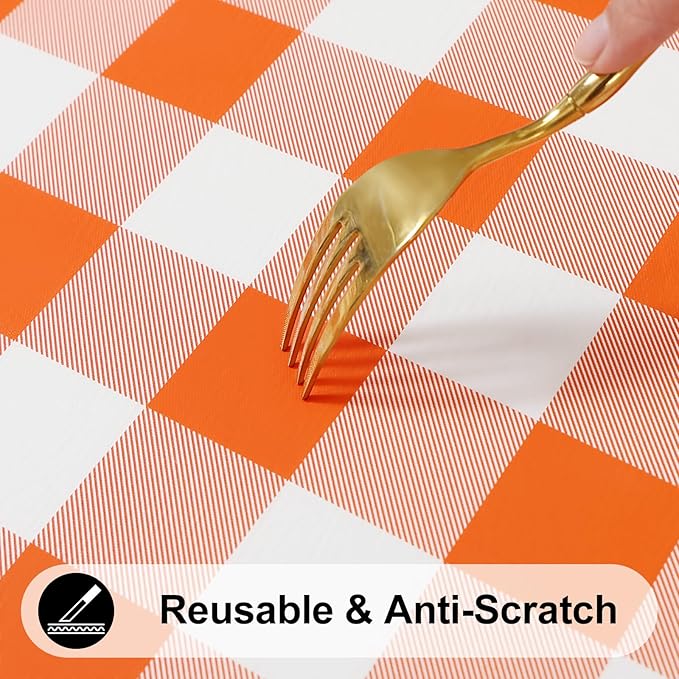 Smiry Rectangle Picnic Table Cloth, Elastic Waterproof Fitted Vinyl Tablecloths - Image 8