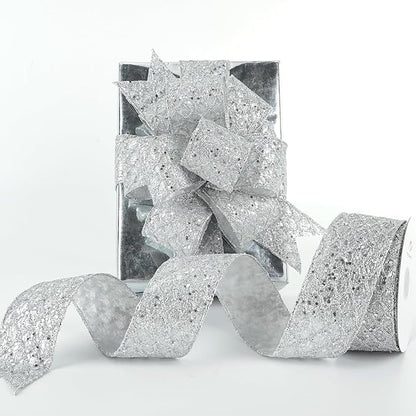 HUIHUANG Silver Glitter Wired Ribbon - Image 8