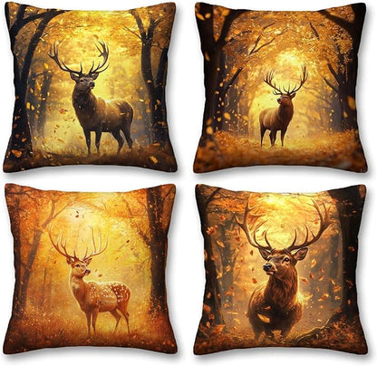 Throw Pillow Covers for Couch or Bed | 18x18 Set of 4 Pillow Cases for Fall or by YucZiken