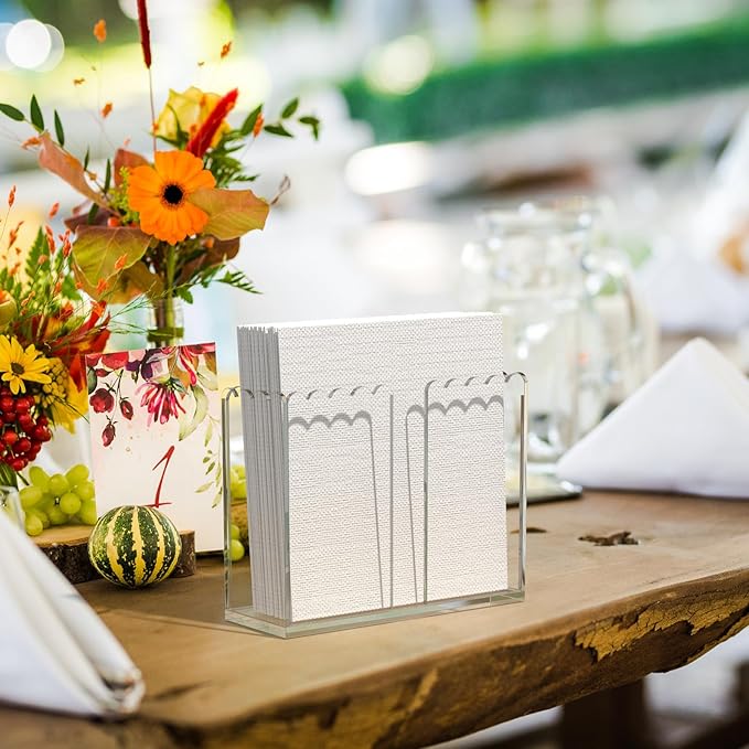 Napkin Holder for Table, Vertical Scalloped Acrylic Disposable Hand Paper Towel - Image 4
