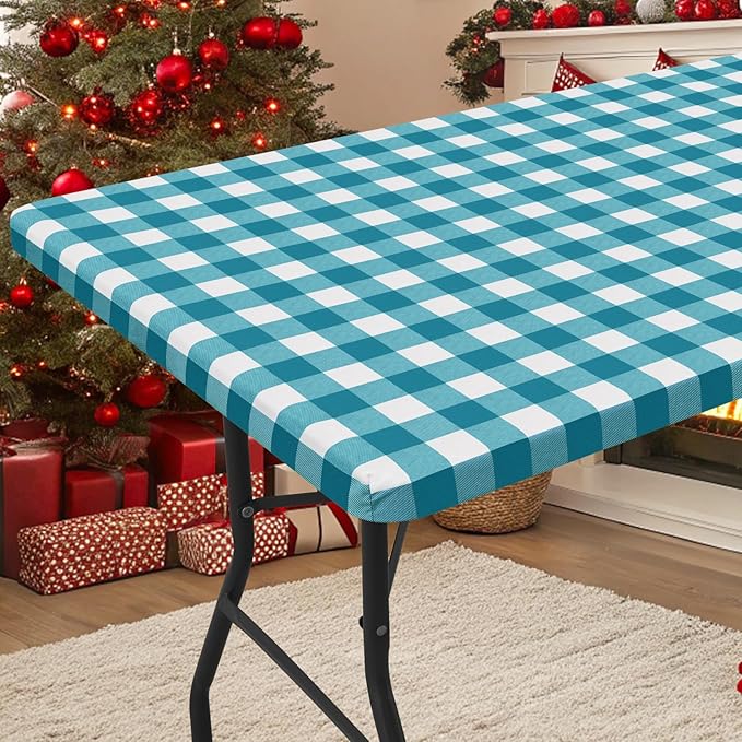 Smiry Rectangle Picnic Table Cloth, Elastic Waterproof Fitted Vinyl Tablecloths by Smiry
