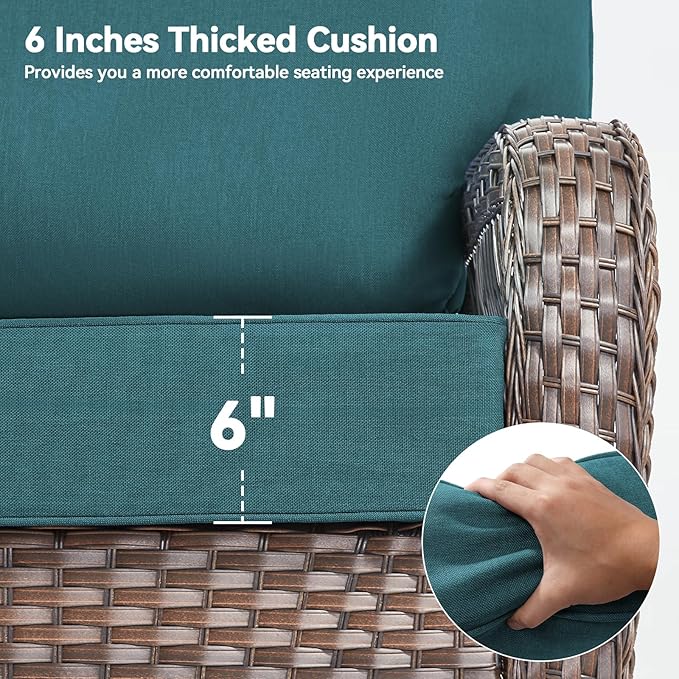 6" Thick Outdoor Cushions 24x24x6, 5-Set Deep Seat Patio Cushions - Image 7