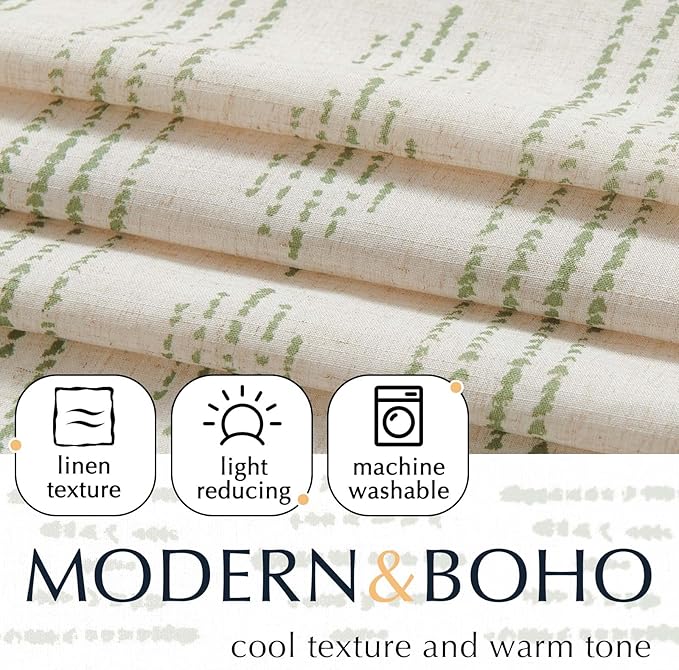 jinchan Boho Kitchen Curtain Linen Tier Curtain Bohemian Cafe 36 Inch Geometric - Image 4