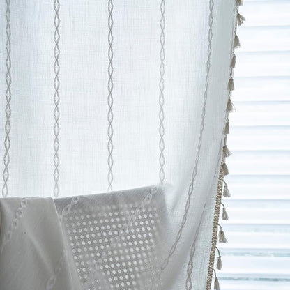 ColorBird White Curtains Boho Drapes 63 Inch Length - Image 4