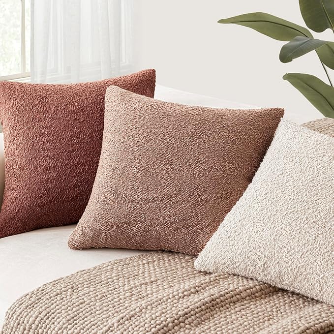 Foindtower Decorative Textured Boucle Throw Pillow Covers Accent Solid Pillow - Image 6