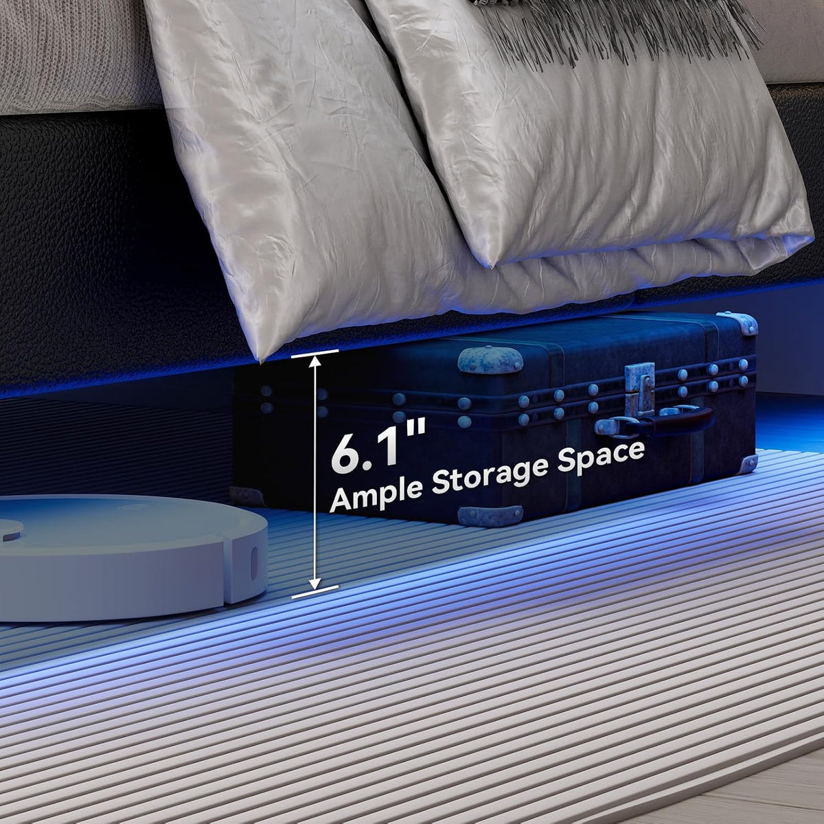 immerstable full size floating bed frame with led, package contents