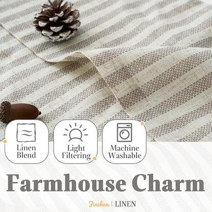 jinchan Striped Linen Kitchen Curtains - Image 7