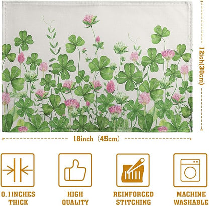 Shamrocks St. Patrick's Day Placemats Set of 4 Watercolor Lucky Clovers St - Image 4