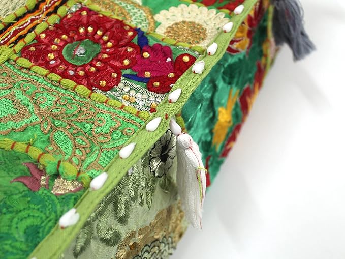 CRAFT KALA Indian Square Patchwork Traditional Pouf Cover Indian Living Room - Image 6