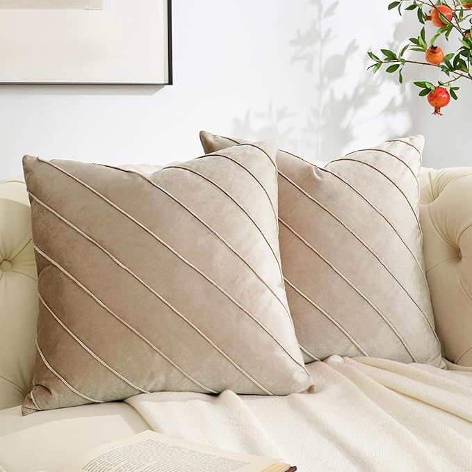 GIGIZAZA Decorative Velvet Pillow Covers 16x16, Living Room Square Cushion by GIGIZAZAFocusingonhomedecoration