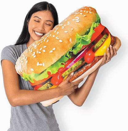 23" 3D Juicy Cheeseburger Throw Pillow by MuchComfort