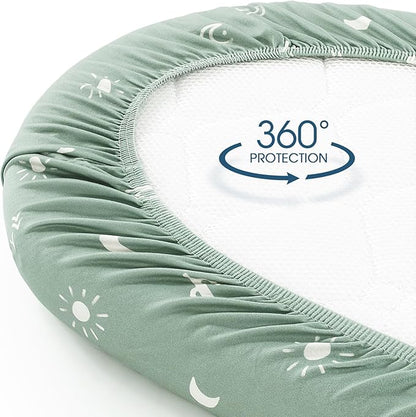 GRSSDER Stretchy Ultra Soft Fitted Bassinet Sheet Set 2 Pack, Breathable and - Image 7