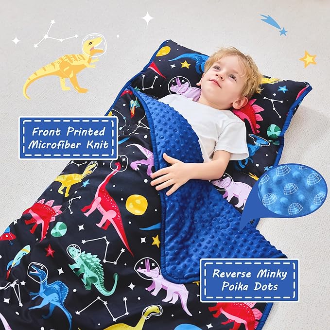 Toddler Nap Mat with Pillow and Blanket, Extra Large Rolled Napping Mats - Image 2