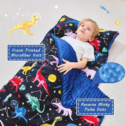 Toddler Nap Mat with Pillow and Blanket, Extra Large Rolled Napping Mats - Image 2
