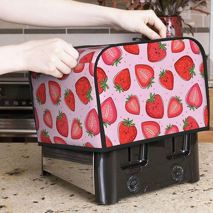 Pink Strawberry Kawaii Fruit 4 Slice Toaster Cover, Waterproof Toaster Dust - Image 2