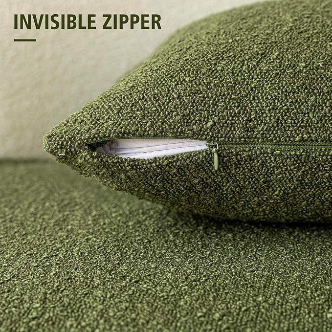 Foindtower Textured Boucle Throw Pillow Covers Accent Solid Pillow Cases Cozy - Image 3