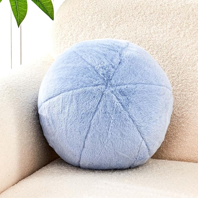 Uvvyui Dusty Blue Ball Pillow, Ball Shaped Pillow Plush Cushion by Uvvyui