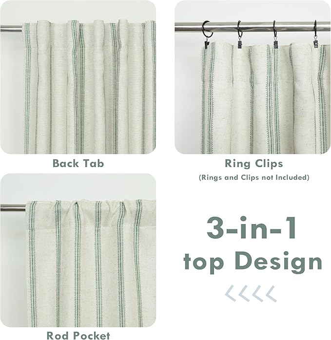 DriftAway Farmhouse Vertical Striped Linen Blend Textured Light Filtering Semi - Image 6