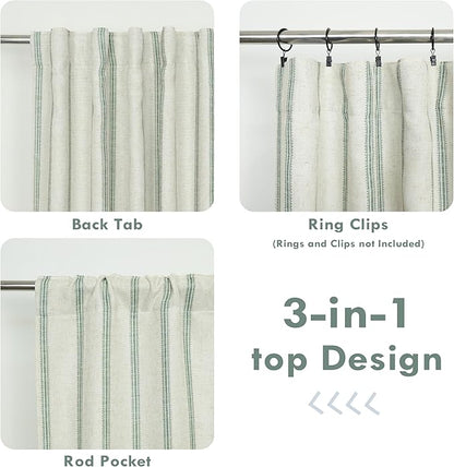 DriftAway Farmhouse Vertical Striped Linen Blend Textured Light Filtering Semi - Image 6