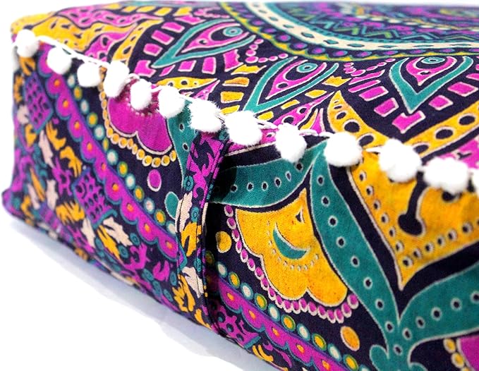 CRAFT KALA Large Hippie Mandala Meditation Floor Ottoman Pillow Cushion Pouf - Image 7