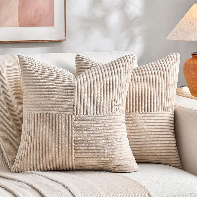 Fancy Homi 2 Packs Tan Euro Decorative Throw Pillow Covers 26x26 Inch by Fancy+Homi