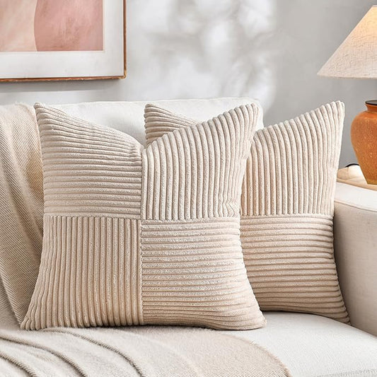 Fancy Homi 2 Packs Tan Big Decorative Throw Pillow Covers 24x24 Inch by Fancy+Homi