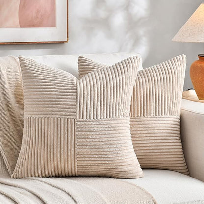 Fancy Homi 2 Packs Tan Decorative Throw Pillow Covers 20x20 Inch by Fancy+Homi