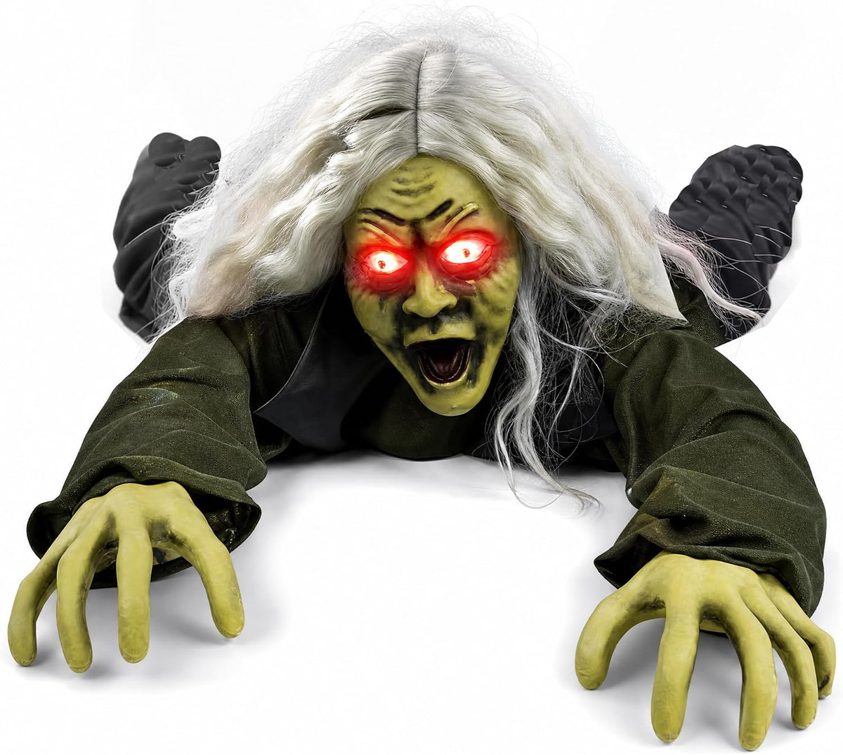Hourleey Halloween Outdoor Decorations, Animated Zombie Groundbreaker Climbing Prop with Lighted Eyes and Scary Sound, Halloween Decor for Graveyard Haunted House Indoor Lawn Yard