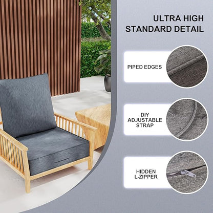 Outdoor Olefin Water-Resistant Deep Seat Cushion Set, Thickened Sofa Chair Pad - Image 5