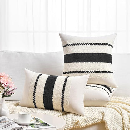 Fancy Homi Set of 2 Boho Black Decorative Throw Pillow Cover 22x22 Inch - Image 6
