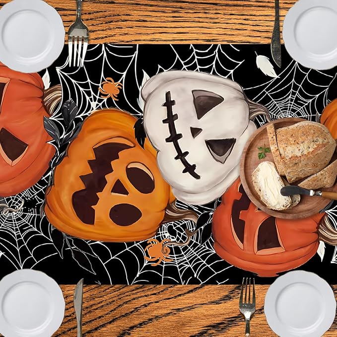 LTLYH Halloween Table Runner 13 x 72 Inch, Halloween Pumpkin Spider Dining - Image 5