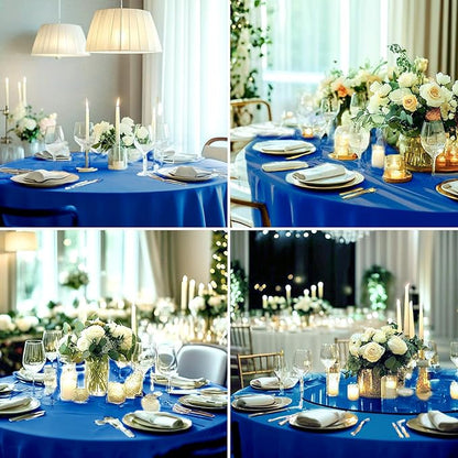 Round Tablecloth 132 Inch 2 Pack Royal Blue Tablecloths Washable Decorative - Image 4