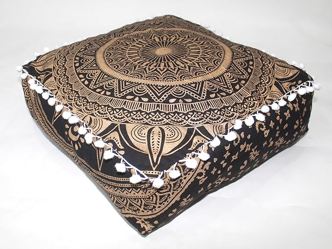 CRAFT KALA 18" Square Large Hippie Mandala Meditation Floor Ottoman Pillow - Image 5