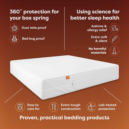 hospitology products box spring encasement - zippered bed shown in use