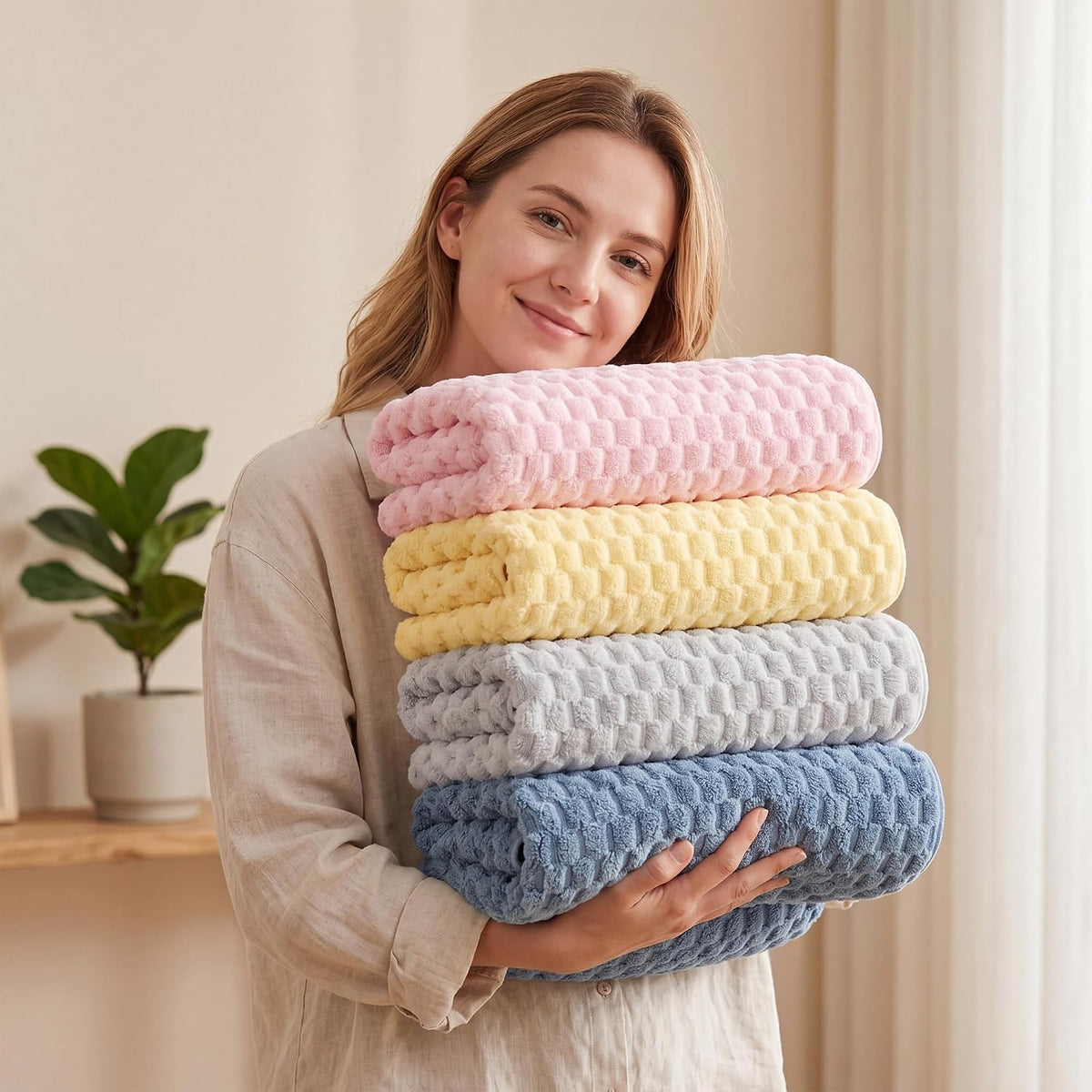 redkiss 4 pack microfiber bath towels, quick dry showing dimensions