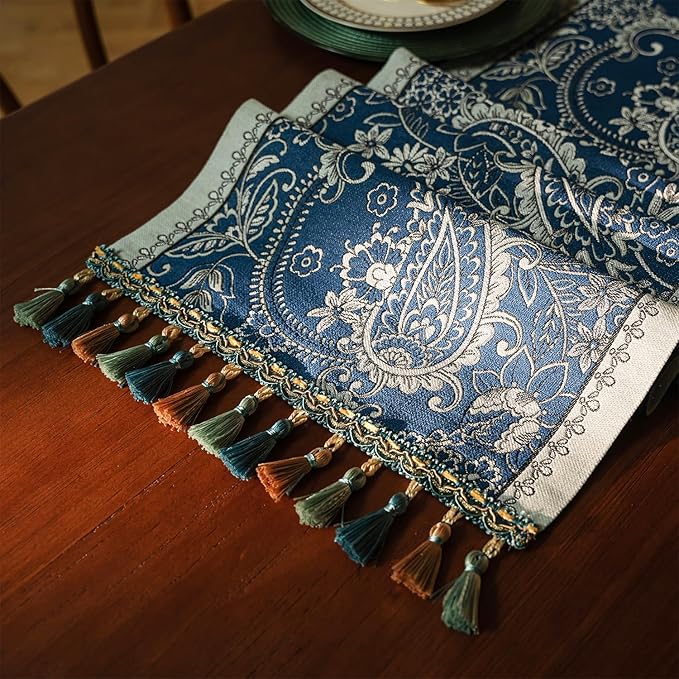 13×72 Inch Table Runner, Retro-Luxury Tassels Series - Image 2