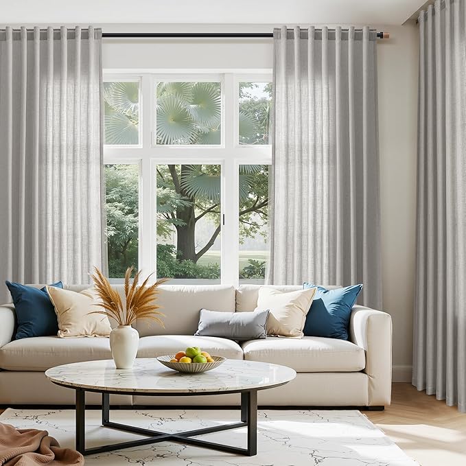 Nanspring Extra Long Light Gray Curtains 108 Inch Length 2 Panels Set - Image 6