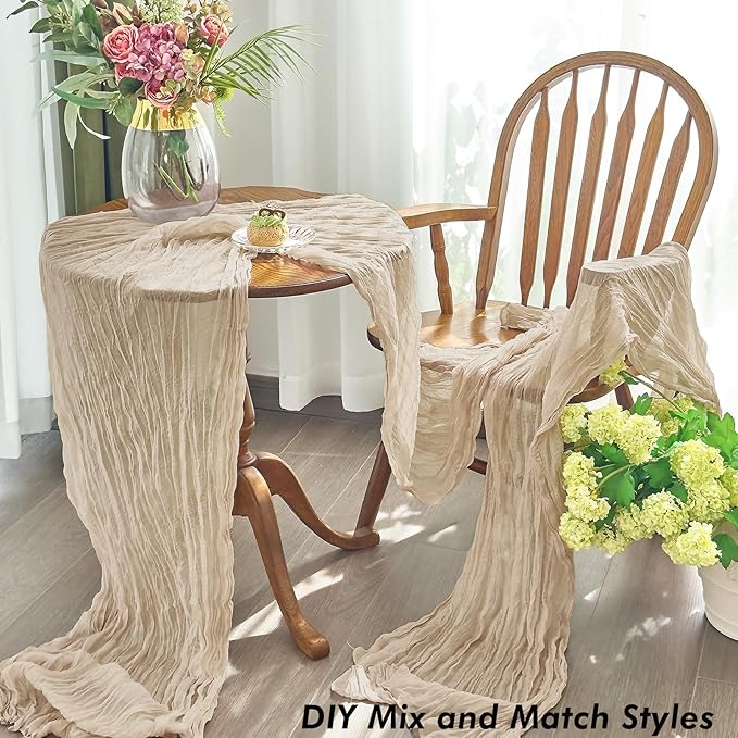 IVAPUPU 10 Pcs Cheesecloth Table Runner - 10ft Nude Boho Gauze Cheese Cloth - Image 7