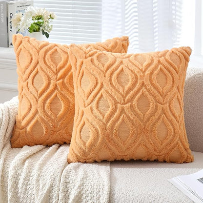 MIULEE Orange Fall Throw Pillow Covers 16x16 Inch, Soft Plush Faux Wool Solid by MIULEE
