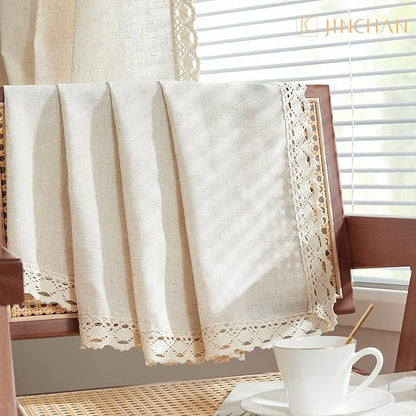 jinchan Linen Curtains for Living Room Bedroom Light Filtering Semi Sheer - Image 8