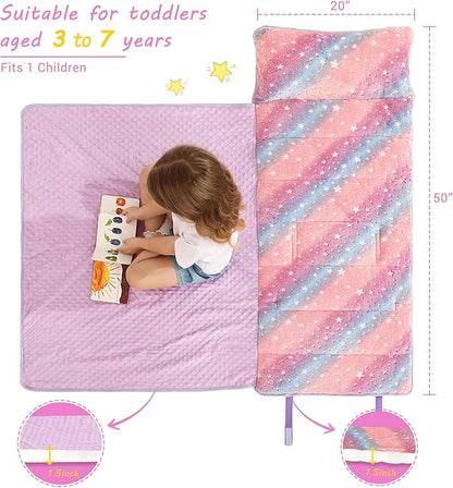 Toddler Nap Mat with Pillow and Blanket, Extra Large Rolled Napping Mats - Image 5