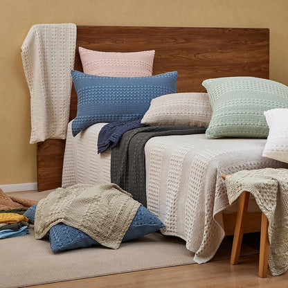 PHF 100% Cotton Waffle Body Pillowcase with Zipper, 1 Pack 20" x 54" Soft Skin-Friendly Pillow Sham, No Filling, Aesthetic Woven and Breathable Waffle Weave Body Pillow Cover for Bed, Oatmeal