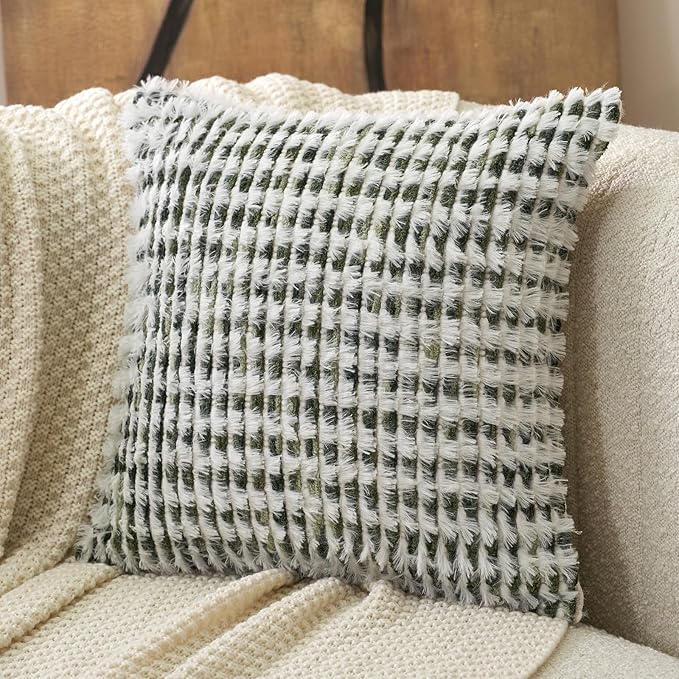Aeckself Boho Chenille Tufted Pillow Cover 18 x 18 Inch, Decorative Square by AECKSELF