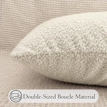 14x36 inch Boucle Lumbar Pillow Cover, Cream Woven Texture Neutral Long Pillow - Image 6