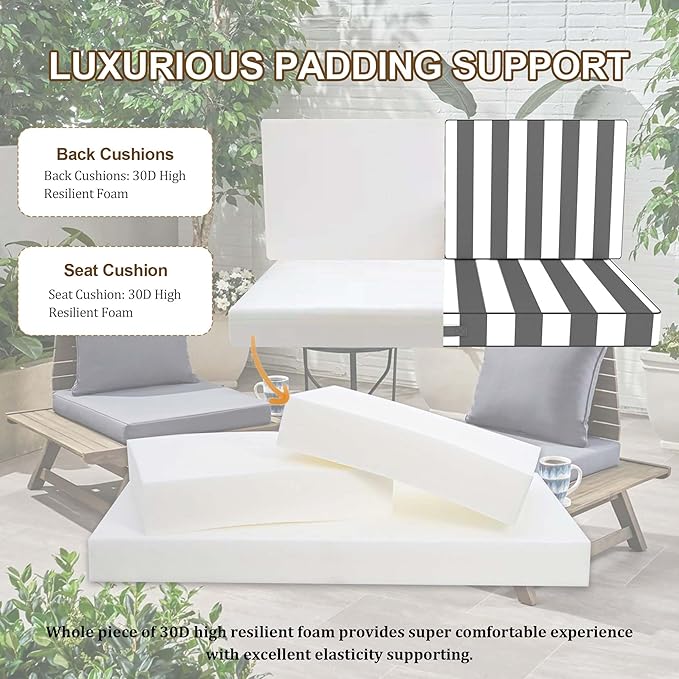 Outdoor Loveseat Cushion Set 46 x 26 Inch, Waterproof & Fade-Resistant Deep - Image 6