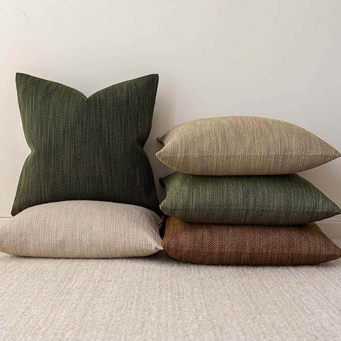 Foindtower Set of 2 Decorative Textured Burlap Linen Throw Pillow Covers - Image 5