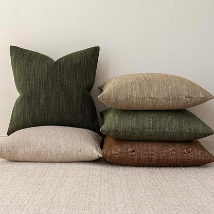 Foindtower Set of 2 Decorative Textured Burlap Linen Throw Pillow Covers - Image 5