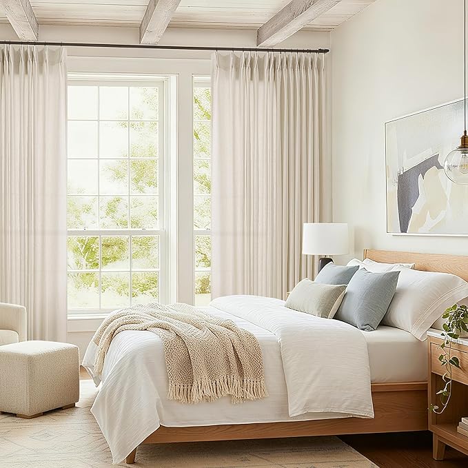 Extra Wide Pleated 96 Inch Long Linen Curtains 100 Inches Wide - Image 6