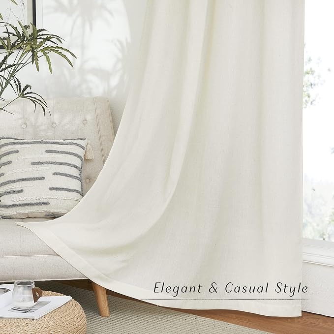NICETOWN Linen Curtains 96 inches Long, Grommet Privacy Added - Image 6