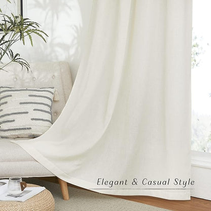 NICETOWN Thick Linen Curtains Extra Long 120 inch Length, Rustic Grommet - Image 6